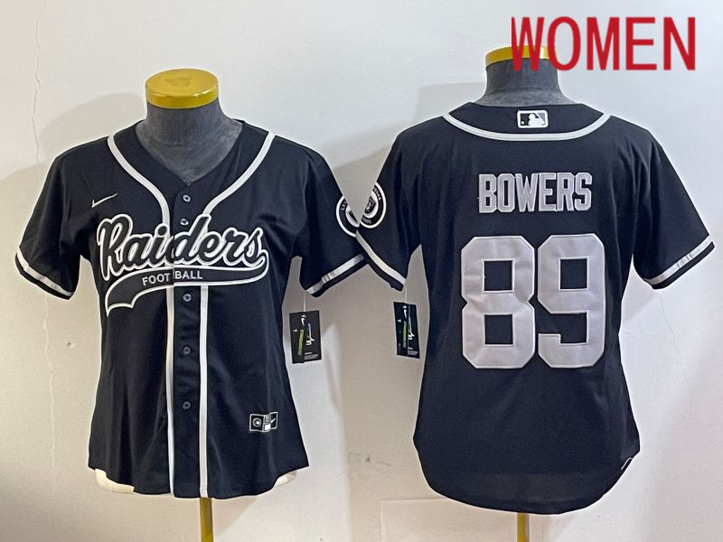 Women Oakland Raiders #89 Bowers Black Joint Name 2024 Nike Limited NFL Jersey style 1